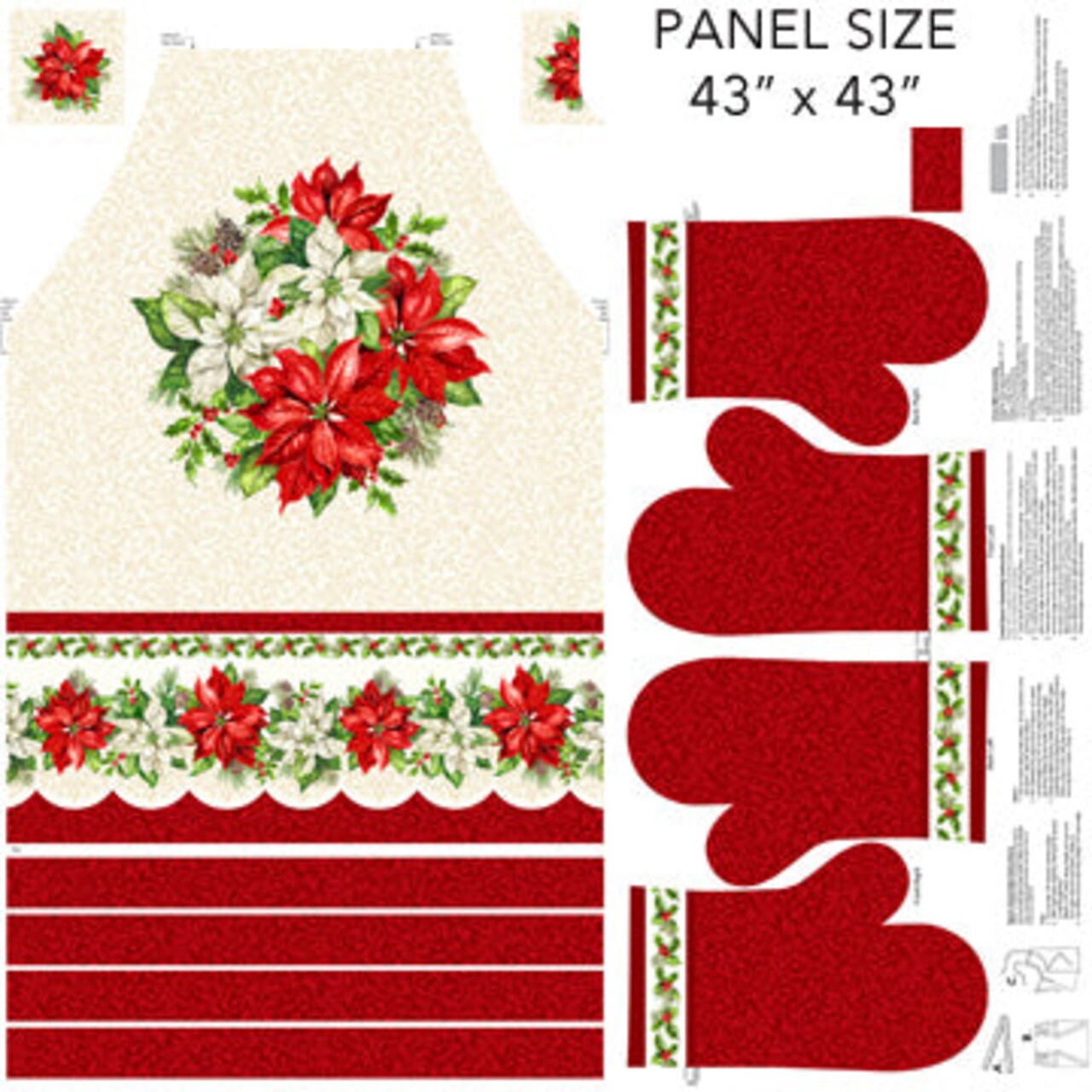 Fabric Northcott Holiday Joy 43x43" Apron Panel by the Quarter Yard C28065-11